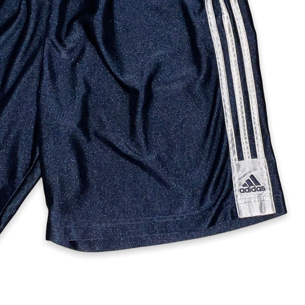 Adidas Vintage Rare Basic Stripe Basketball Shorts Navy Blue Dazzle Medium - Picture 8 of 11